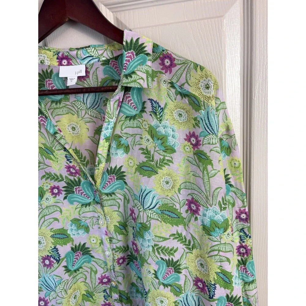 J Jill Silk Blend Light Airy Beach Summer Top Floral Oversized XL - 441 - Picture 5 of 7